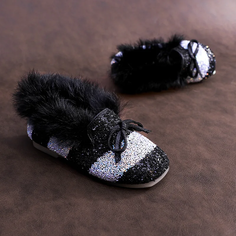 2019 зимние радужные туфли на плоской подошве для маленьких девочек обувь с