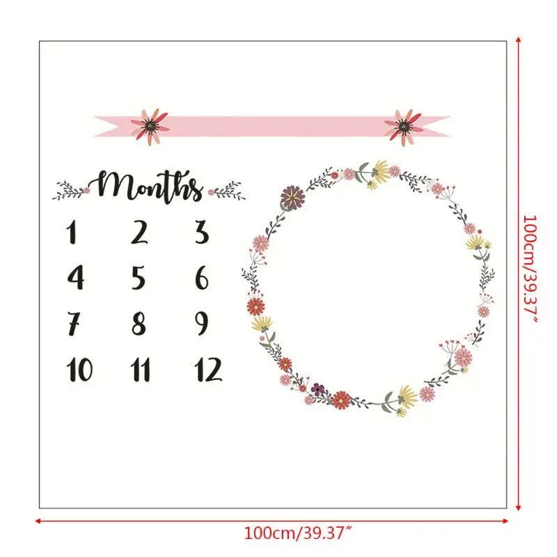 

Baby Monthly Record Growth Milestone Blanket Newborn Photography Props Little Daisies Pattern Photo Background Cloth