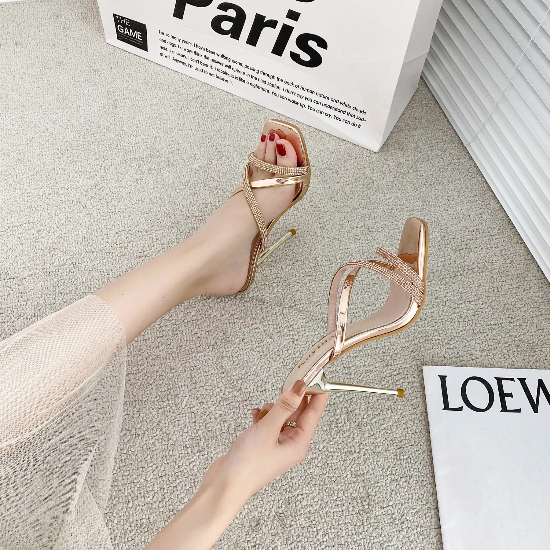 

Sandals Women Summer New Summer Rhinestone Fashion High Heels Women Sandals