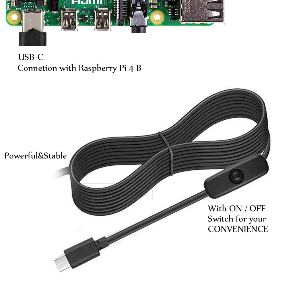 Блок питания Raspberry Pi 4 Model B USB Type-C 5 В 3 А Адаптер зарядного устройства USB-C для 4B/Pi4