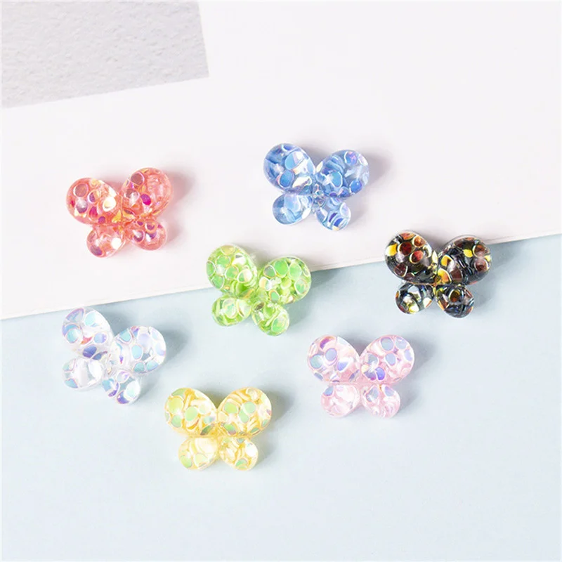 

Julie Wang 20PCS Resin Butterfly Charms Flat Back Mixed Colors Translucent Sequin Pendant Jewelry Making Accessory Decor