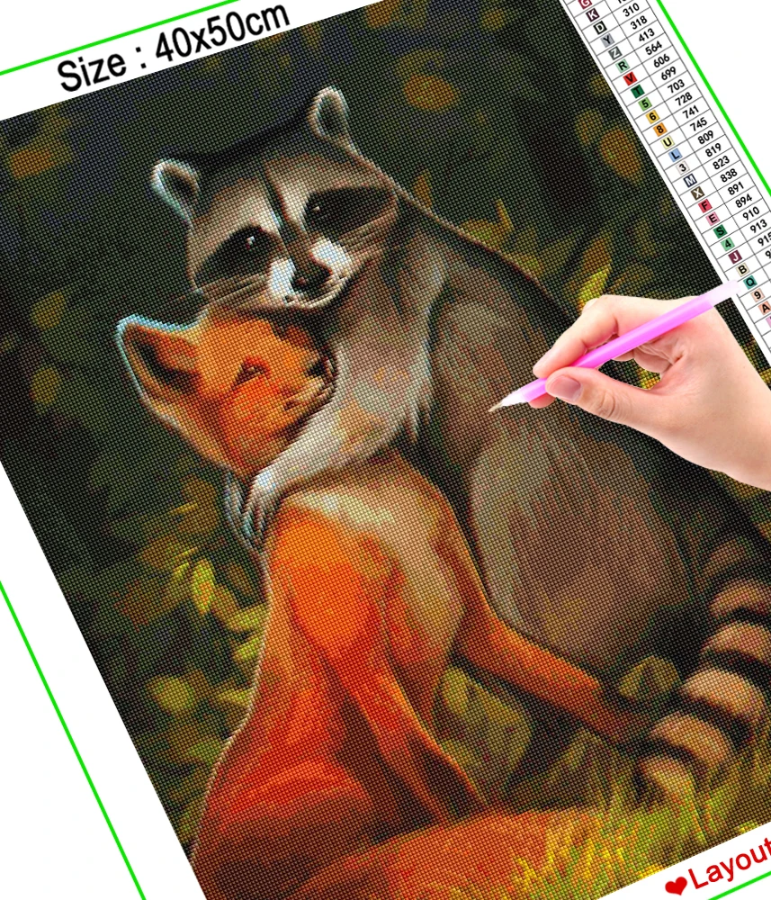 Алмазная 5D Вышивка HOMFUN енотовый лес Набор для творчества вышивка крестиком