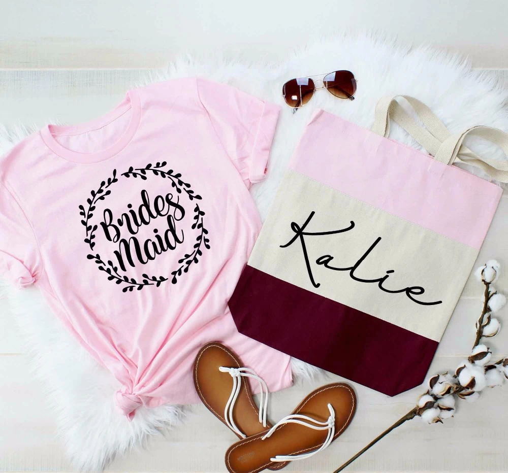 

Bridesmaid tee maid of honor Getting Ready wedding funny women fashion camiseta rosa feminina slogan graphic t shirt top- K426