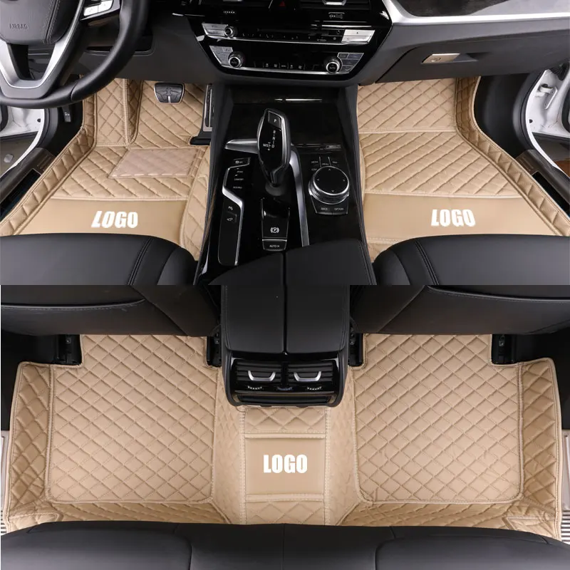 single layer beige Пользовательские автомобильные коврики роскошные кожаные водонепроницаемые Tesla модель S модель 3 модель X Авто аксессуары автомобильный Стайлинг ковер - Название цвета: single layer beige