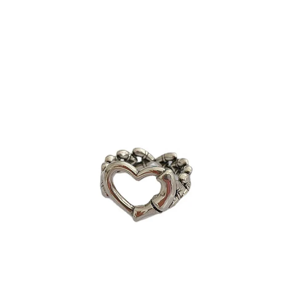 

1PC Ring Hollow Heart Shaped Black Chain Ring Female Index Finger Fashion Jewelry Gift Fashion Jewelry