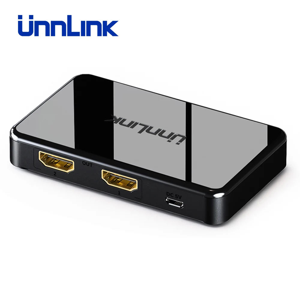Unnlink совместимому с HDMI сплиттер 1x2 UHD4K FHD1080P @ 60 ч 3D 1 в 2 Out для компьютера умный