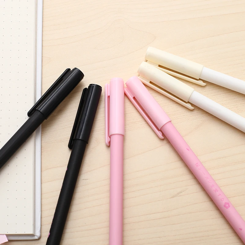 12pcs Japanese Kawaii Sakura Gel Pen Cute Flower Stationary Thing School Office Floral Stationery Girl Gift Pink White Item Pens |