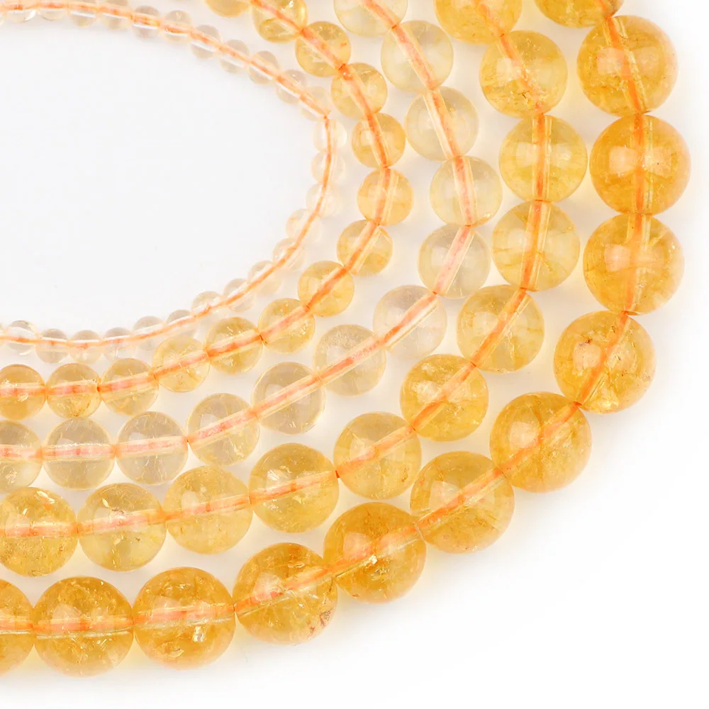 

YHBZRET прозрачные бусины из натурального желтого кристалла для изготовления ювелирных изделий 4/6/8/10/12 мм DIY аксессуары для браслетов