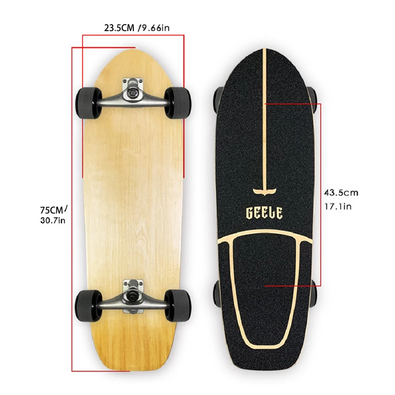 

Jusenda 75CM Highly Smooth Surf Land Skateboard Adult Scooter Highgrade Professional Maple Truck Bearin For Street Brush Carving