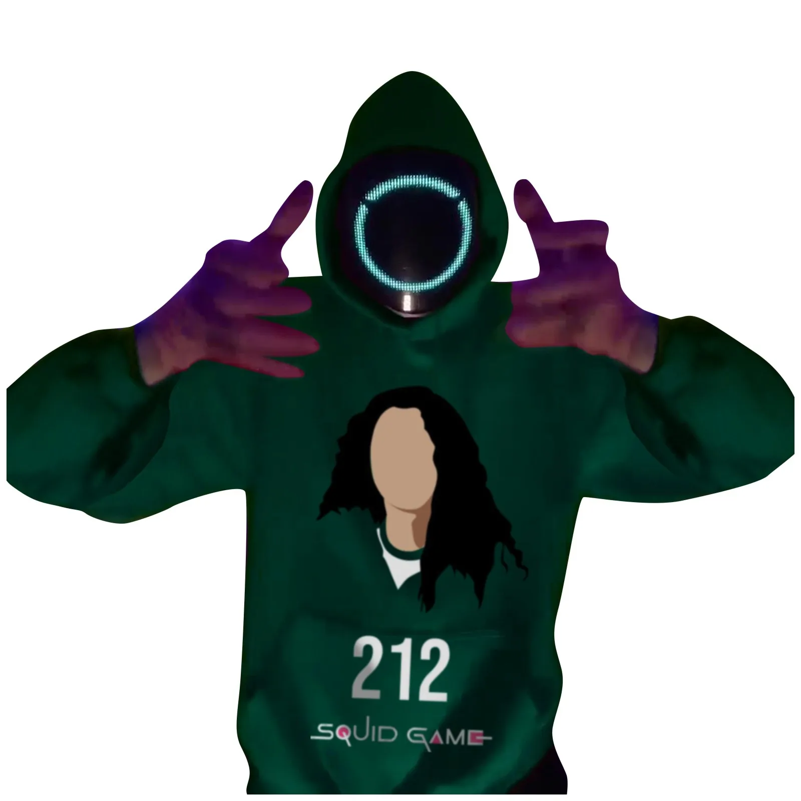 

Men's Women's Squid Game Costume Hooded Pullover Korea Tv Play Fun Print Long Sleeve Pocket Top Christmas Harajuku Sweatshirts