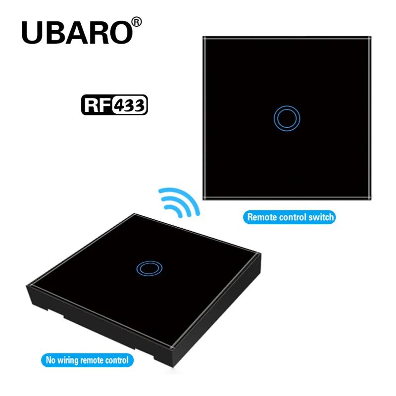 UBARO-Interruptor táctil inalámbrico para UE/Reino Unido, Panel de cristal de lujo, luz de pared,
