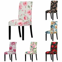 pink floral chair covers rose flower elastic seat cover slipcovers for dining room kitchen stretch seat case for banquet home