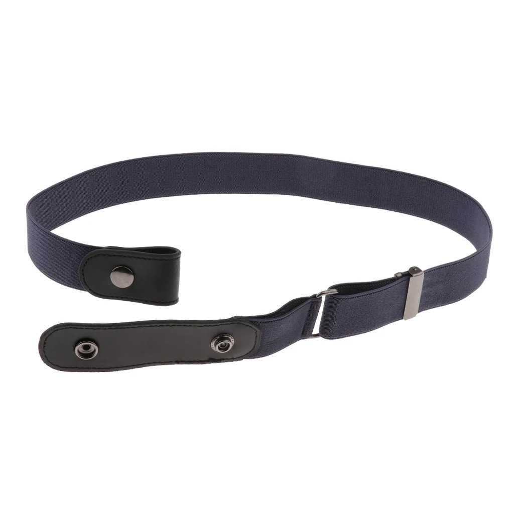 

Leather No Buckle Stretch Belt Jeans Pants Elastic Buckle Free Invisible Belt Unisex Artificial Leather for Men and Women