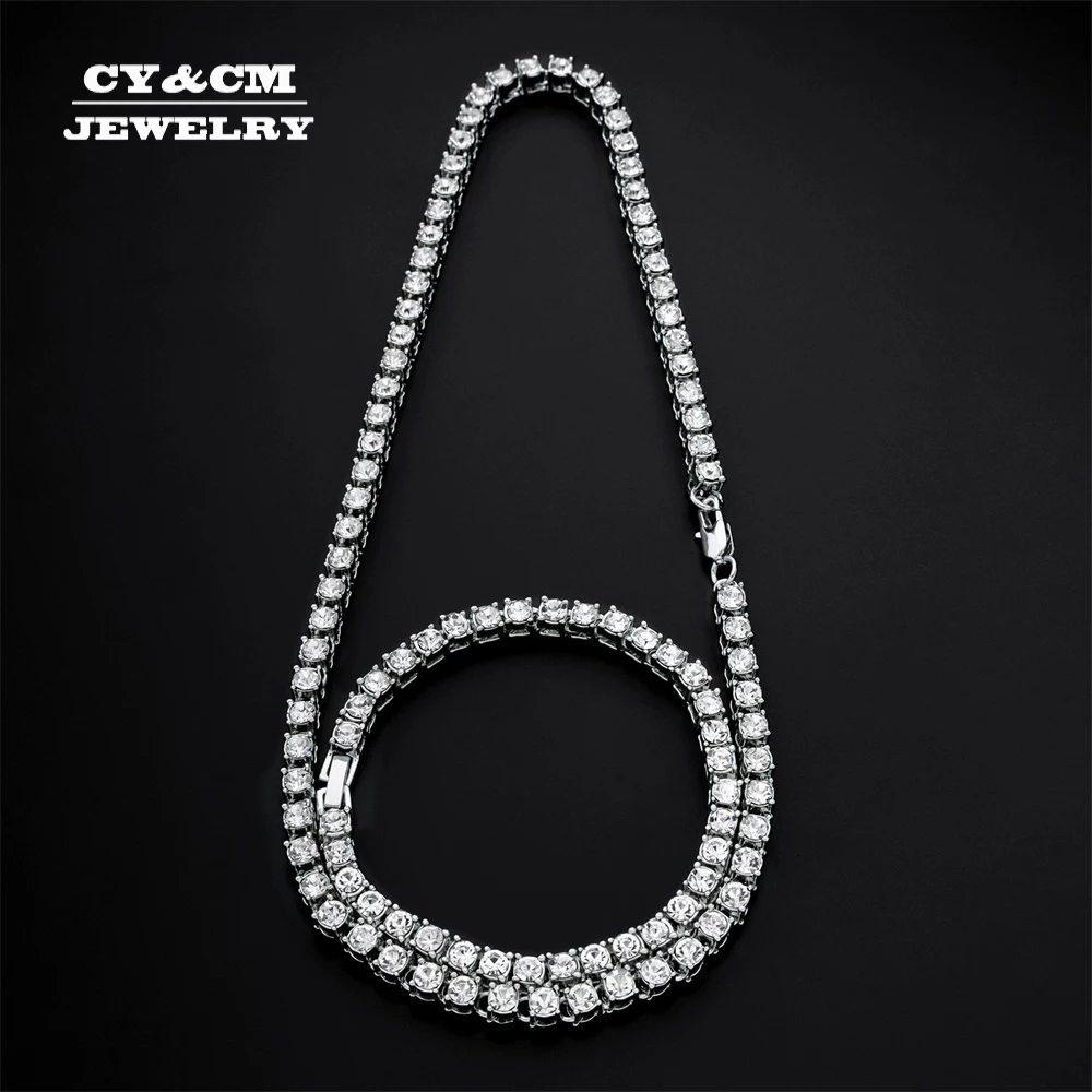 Хип-хоп ожерелье сверкающие стразы цепочка на шею для мужчин ширина 5 мм