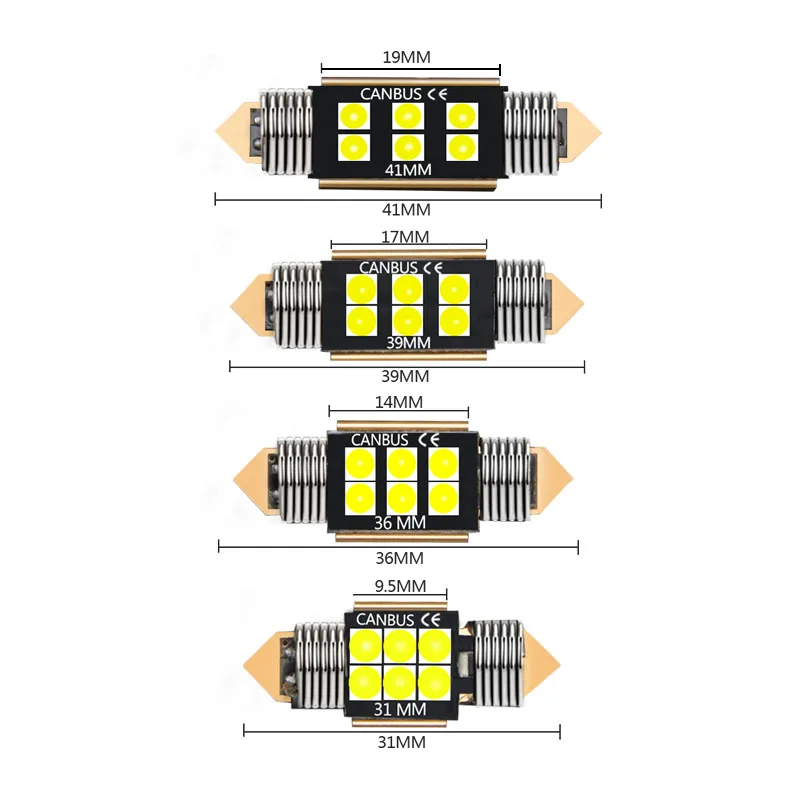 2/4 шт. C5W светодиодный лампы Canubs 12V 6 SMD супер яркий C10W гирлянда 31 мм 36 мм/39 мм/41