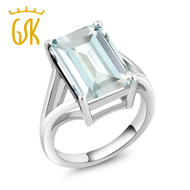GemStoneKing 6 64 Ct восьмиугольник Небесно Голубой Имитация аквамарин 925 пробы