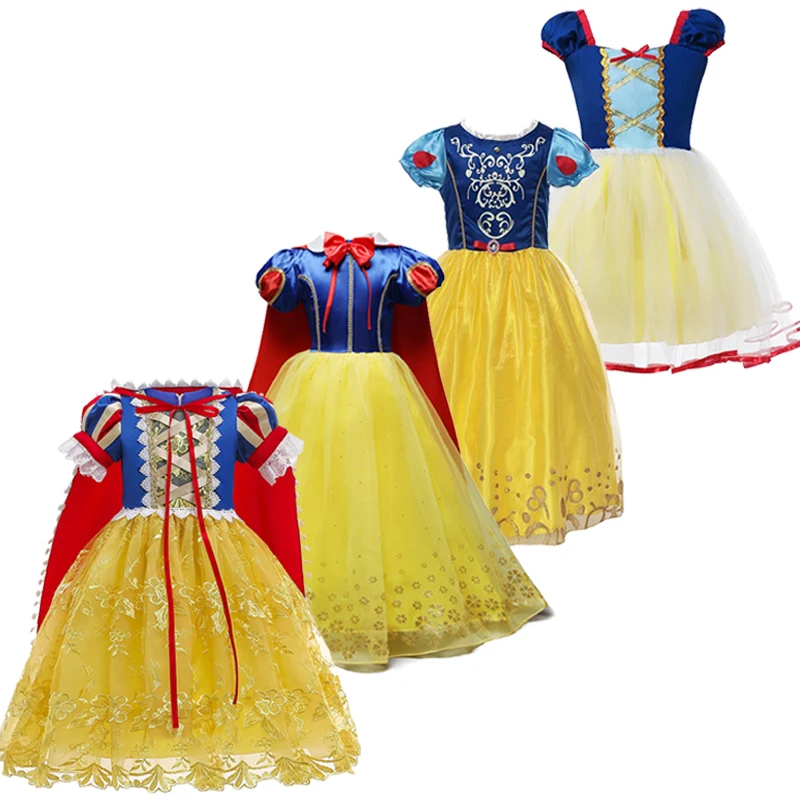 Disney 2022 Snow White Dress for Girls Birthday Party Dress up Costume Children Princess Snow White Cosplay Frock Robe Ball Gown