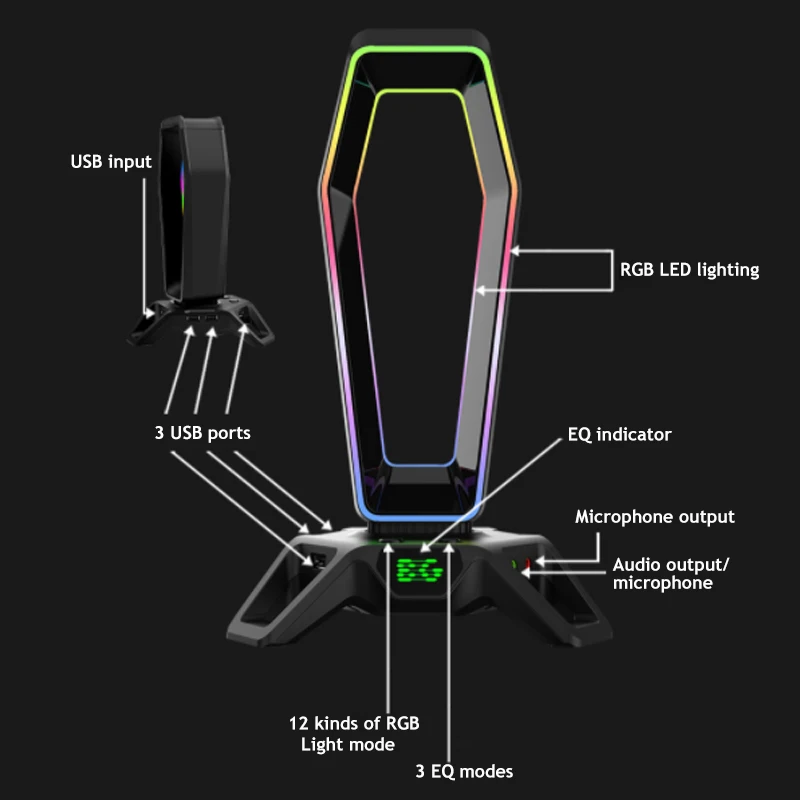 Rgb-гарнитура с подставкой многофункциональный держатель для наушников вешалка