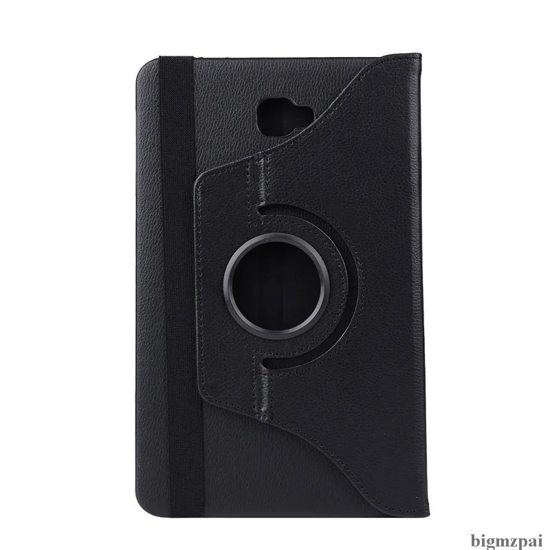 black Чехол для samsung Galaxy Tab A A6 10,1 T585 T580 T580N С Откидывающейся Крышкой из искусственной кожи, с подставкой и вращающейся на 360 Litchi, защитный чехол для планшета+ пленка - Цвет: black