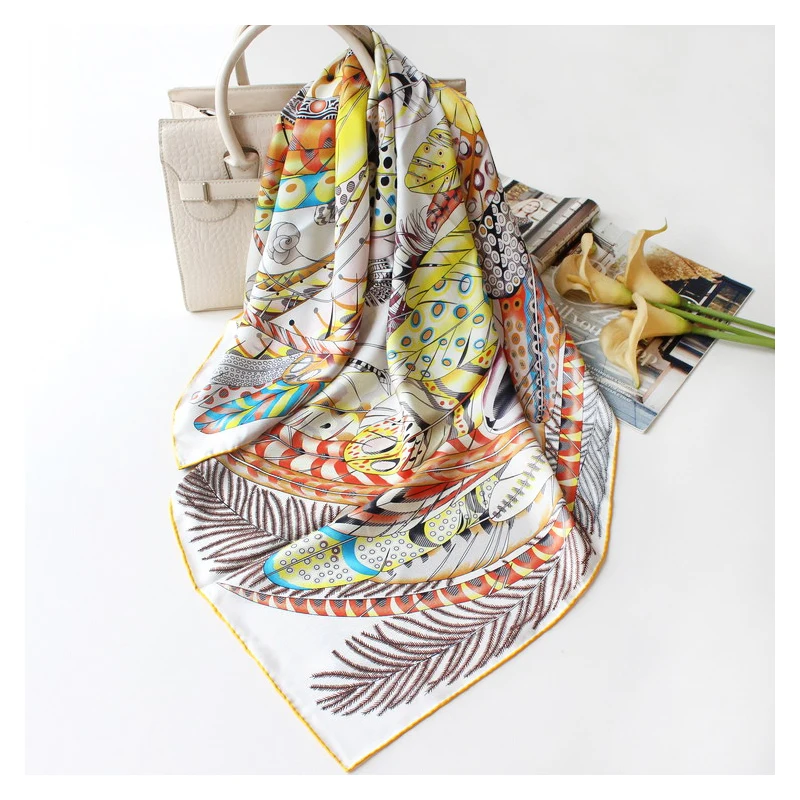 Шелковый шарф из натурального саржевого шелка 90 летний квадратный платок мягкий