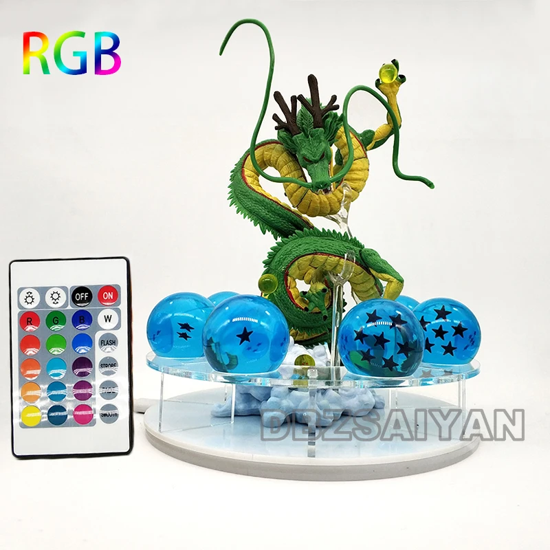 rgb lamp blue ball1 15 см Dragon Ball Shenron figulas прикроватная лампа Dragon Ball Z рисунок ночной Светильник Shenlong+ 7 шт 3,5 см шарики+ акриловая полка DBZ - Цвет: rgb lamp blue ball1