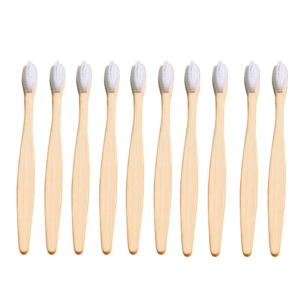 10PCS Зубная щетка Экологичная Радужная бамбуковая зубная щетка из мягкого волокна биоразлагаемая зубная щетка для зубов твердая зубная щетка с бамбуковой ручкой - Цвет: 10PCS