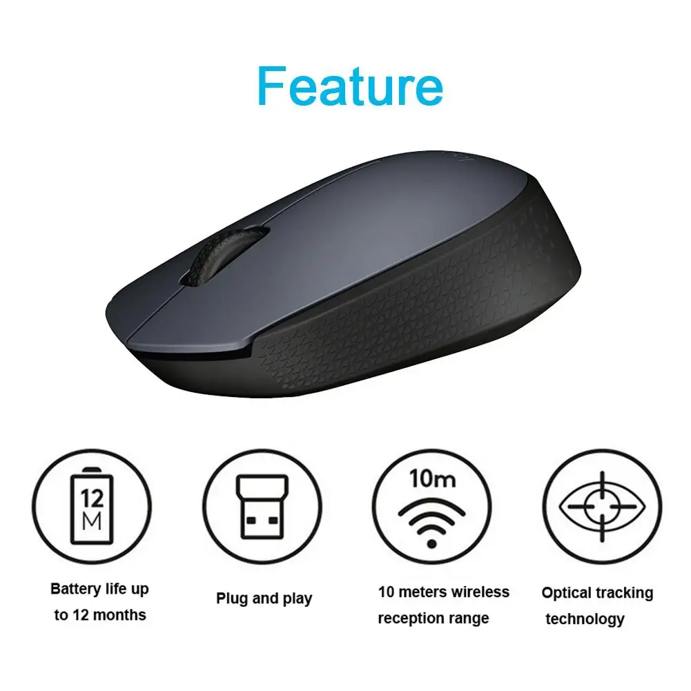 Logitech M170 2 4 ГГц Беспроводной Мышь 1000 Точек на дюйм штрих-кода с приемником для