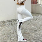 Стильные белые джинсы Y2K Для Девочек, Модные Винтажные брюки с высокой талией, прямые женские джинсовые брюки с разрезом, уличная одежда, 2021