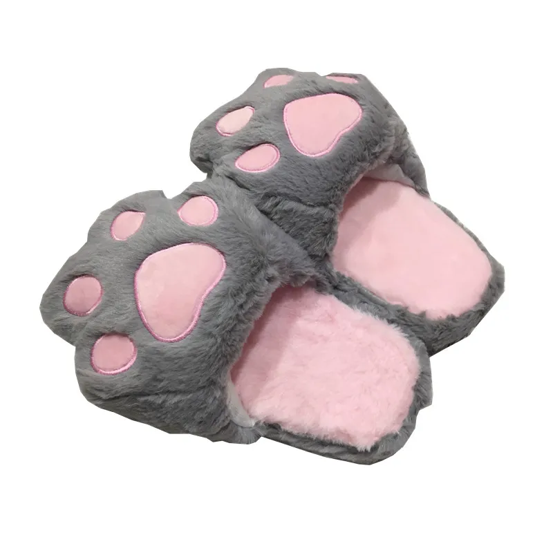 

Cartoon Pink Cat Claw Slippers Plush Warm Kawaii Slippers Home Slippers Girl Flat Shoes Non-slip Mop Slippers Cat Claw Slippers