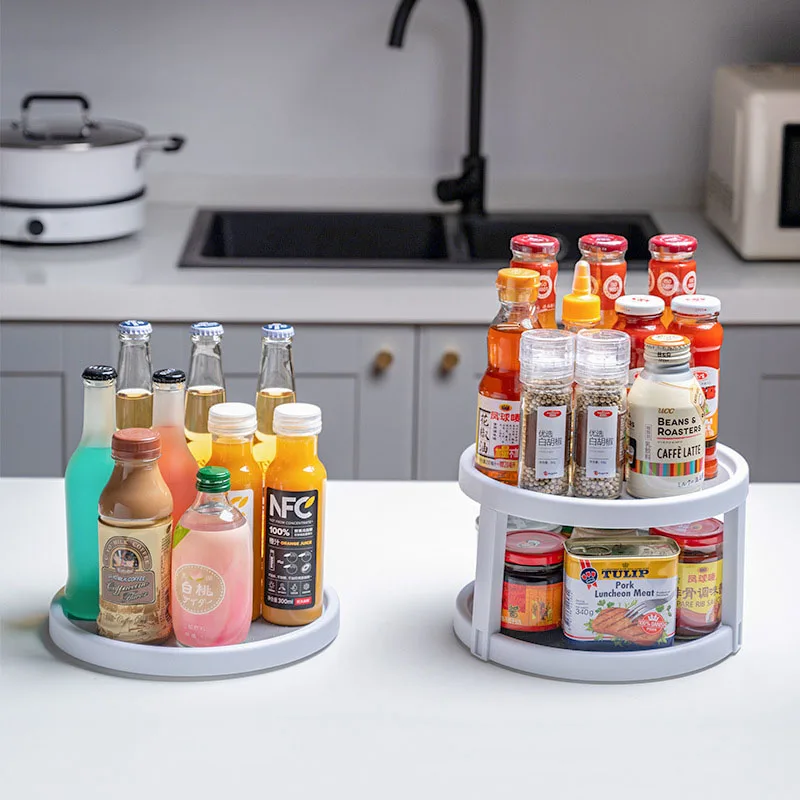 

Kitchen 360 Rotatable Storage Bin Practical Plastic Storage Box Of Tea Sweeteners Multi Layer Multifunctional Rotating Shelf