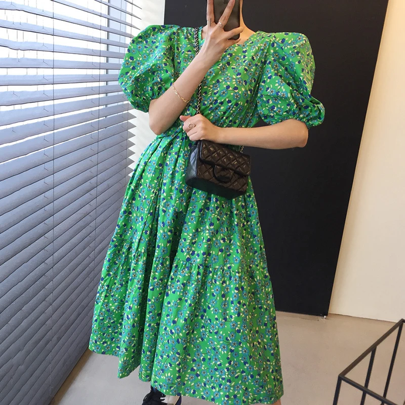 Женское платье с круглым вырезом [EWQ] черное свободное длинным рукавом осень 2021 |