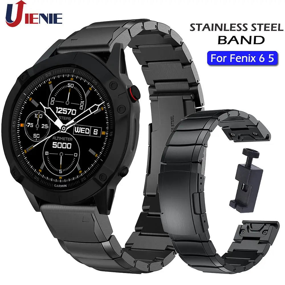 Нержавеющая сталь ремешка для часов Garmin Fenix 6/6Pro/5/5 Plus/Forerunner 935 945 ремень ремешок 22