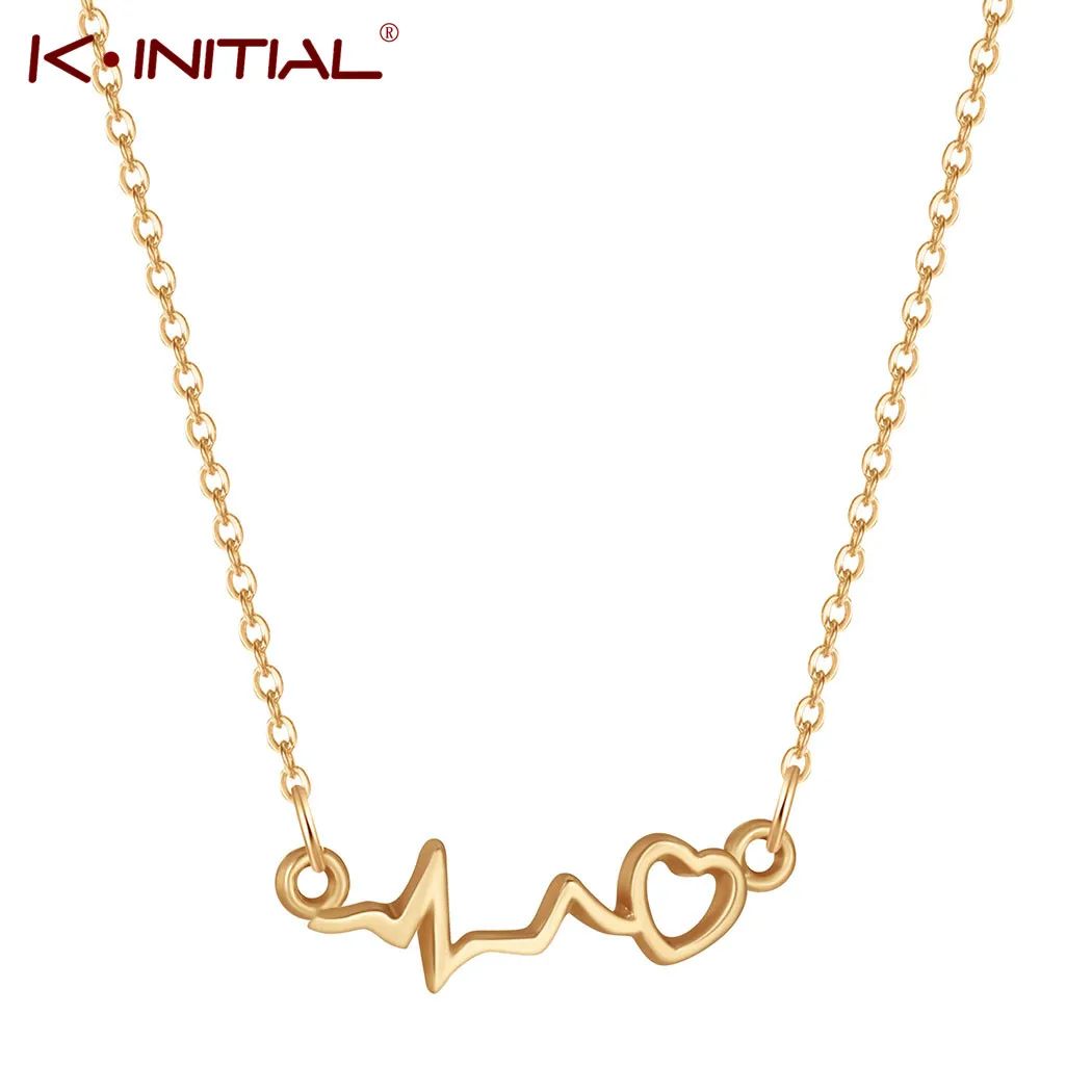 

Kinitial New Heartbeat Necklaces for Women Love Heart ECG Necklaces & Pendants Medical Nurse Doctor Lover Gifts Chain Jewelry