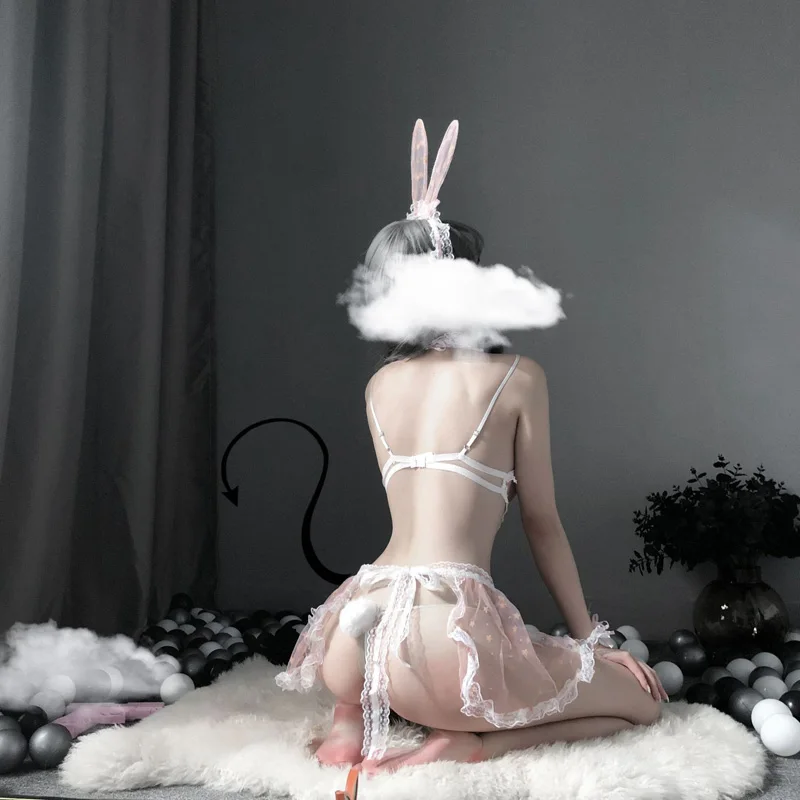 

Bunny Girl Anime Cosplay Costume Women Sexy Lingerie Set Erotic Perspective Uniform Nightclub Role Playing Maid Outfit