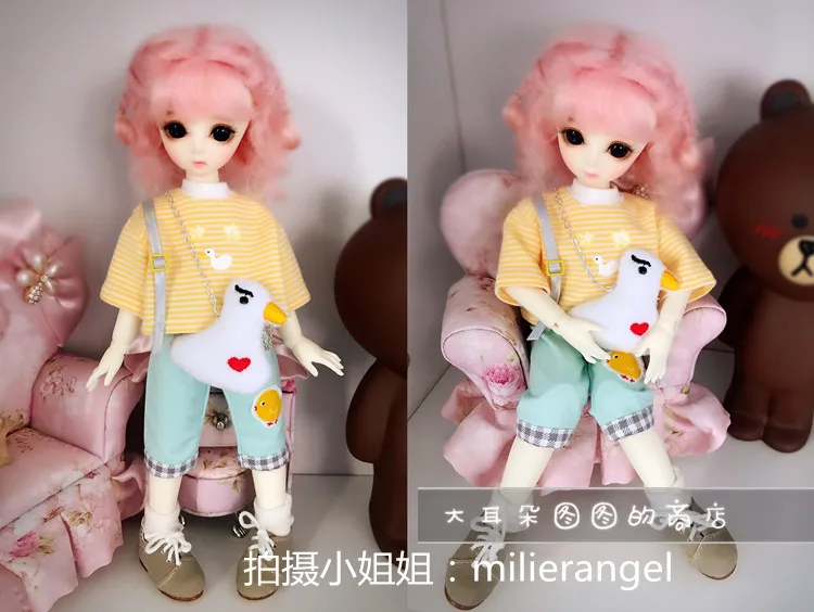 1/6 BJD Одежда Аксессуары Брюки+ сумка+ футболка набор кукольные наряды для BJD/SD yosd, не включены кукла, обувь, парик и другие E2582