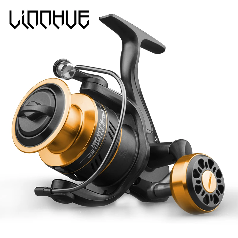 

LINNHUE 2021 NEW Fishing Reel HM1000-7000 Spinning Reel 8kg Max Drag Reel Fishing 5.2:1 High Speed Metal Spool Coil Fishing Reel