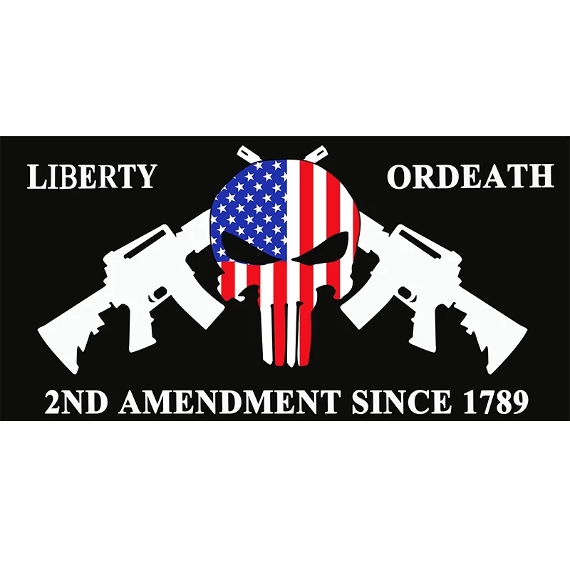 

60x90cm/90x150cm/120x180cm 2nd Amendment Liberty or Death Skull Flag