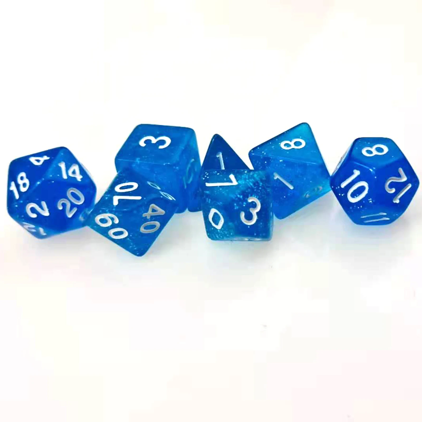 Блестящие синие игральные кости Rollooo D4 D6 D8 D10 D % D12 и D20 7 шт./компл. |