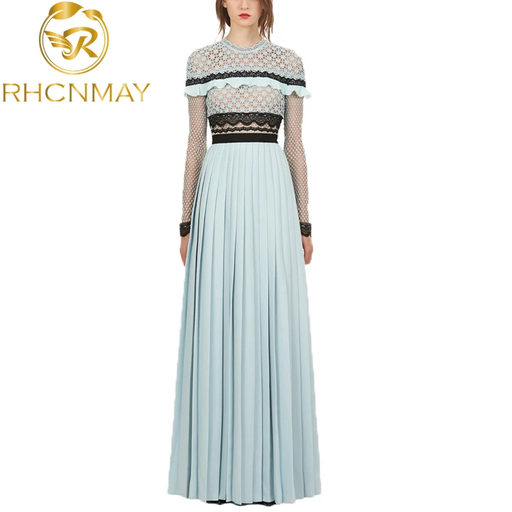 Женские дизайнерские платья весна 2020 длинное платье со складками и разрезом