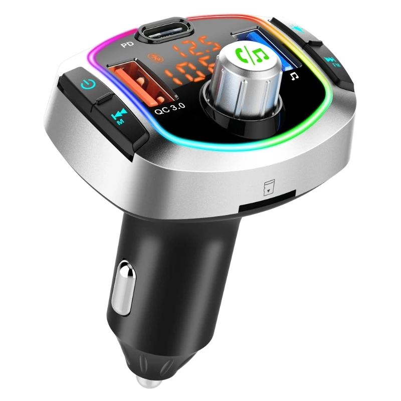 Автомобильный беспроводной FM-передатчик Bluetooth 5 0 быстрая зарядка с двойным USB PD3.0 |