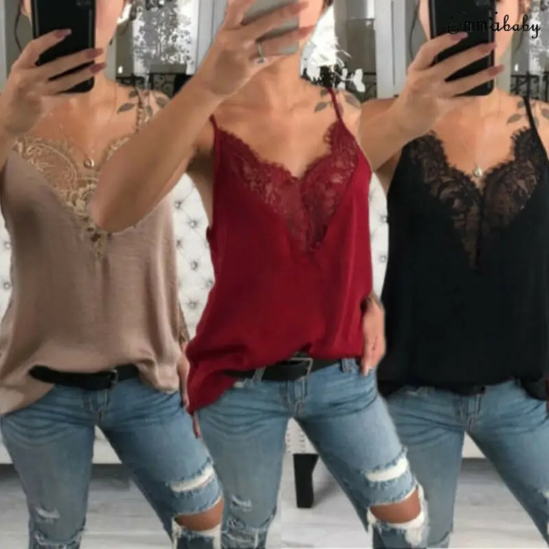 

Summer Women Long Blouse Casual Loose Lace V Neck Ladies Shirts Tops Blouse Sleeveless Tops Female Blouses Plus Size