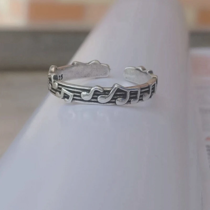 1 шт. литературный пятистрочный ноты кольцо в виде вечерние круглый медный металл