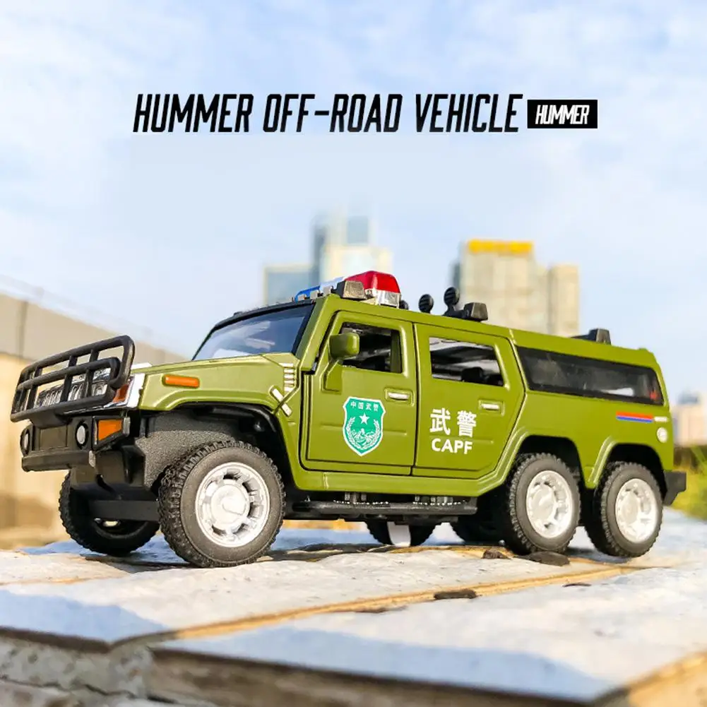

1:32 Kids Police Car Toy with Lights Sounds Effects Alloy Body Hood Trunk Doors Can be Opened