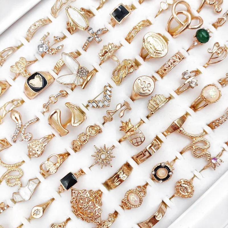 50 шт. / Партия ретро в форме сердца бабочка корона кольцо со стразами женское