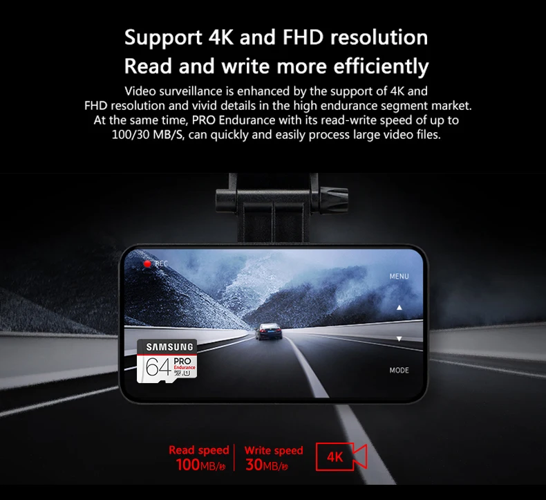 SAMSUNG карта памяти Micro SD 32 Гб 64 Гб 128 Гб карта памяти Pro выносливость SDXC 100 МБ/с. TF карты флэш накопитель usb для смартфонов