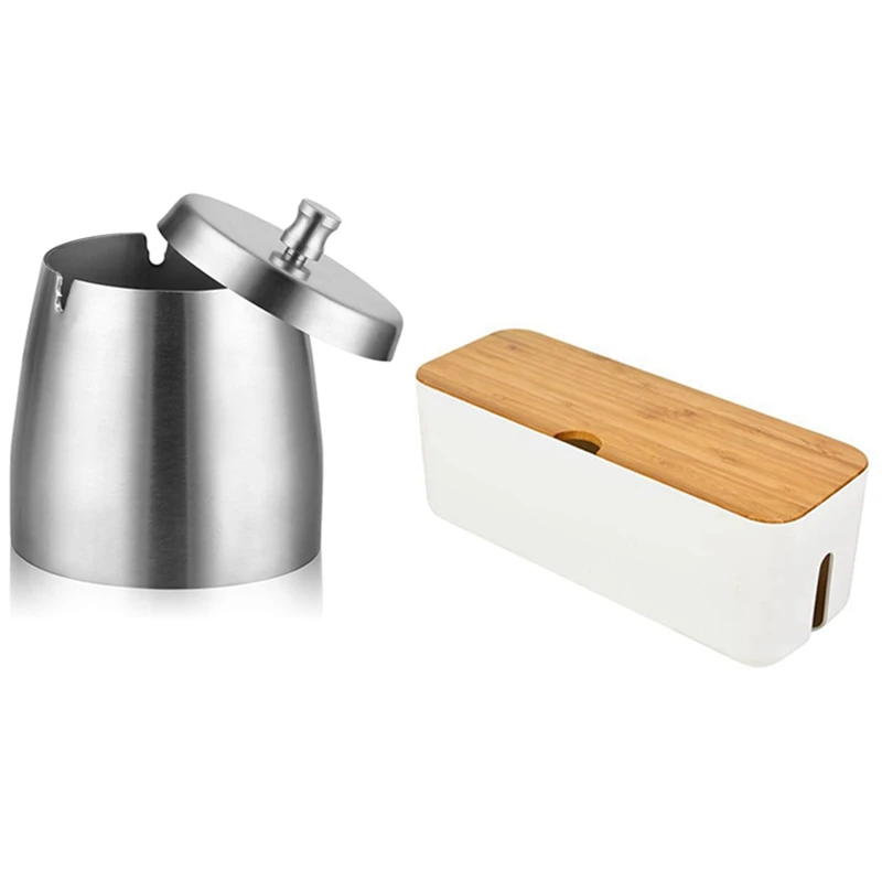 

Пепельница для сигар, автомобильная пепельница из нержавеющей стали с крышкой и ящиком для хранения кабеля, чехол с удлинителем