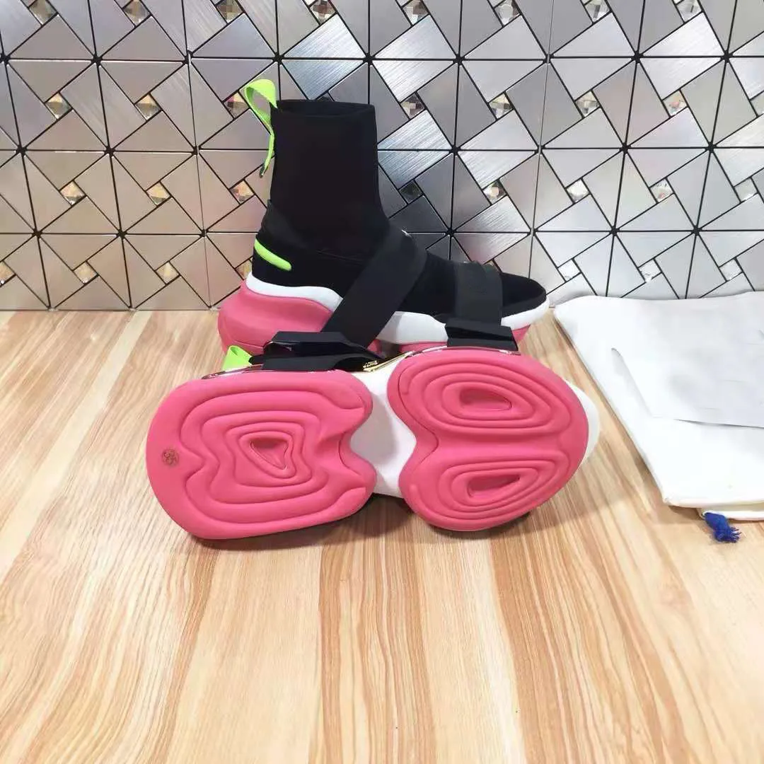 

Vallu 2021 new handmade knitted fabric, breathable and comfortable, thick bottom increased, casual all-match short boots