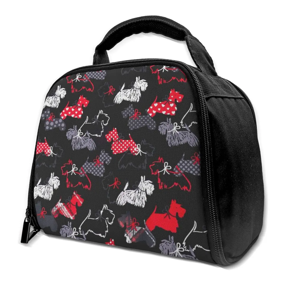 

Cartoon Westie Print Print Lunch Bag for Women Portable Insulated Warm Cooler Picnic Handbag Kids Men Thermal Food Bag Lunch Box