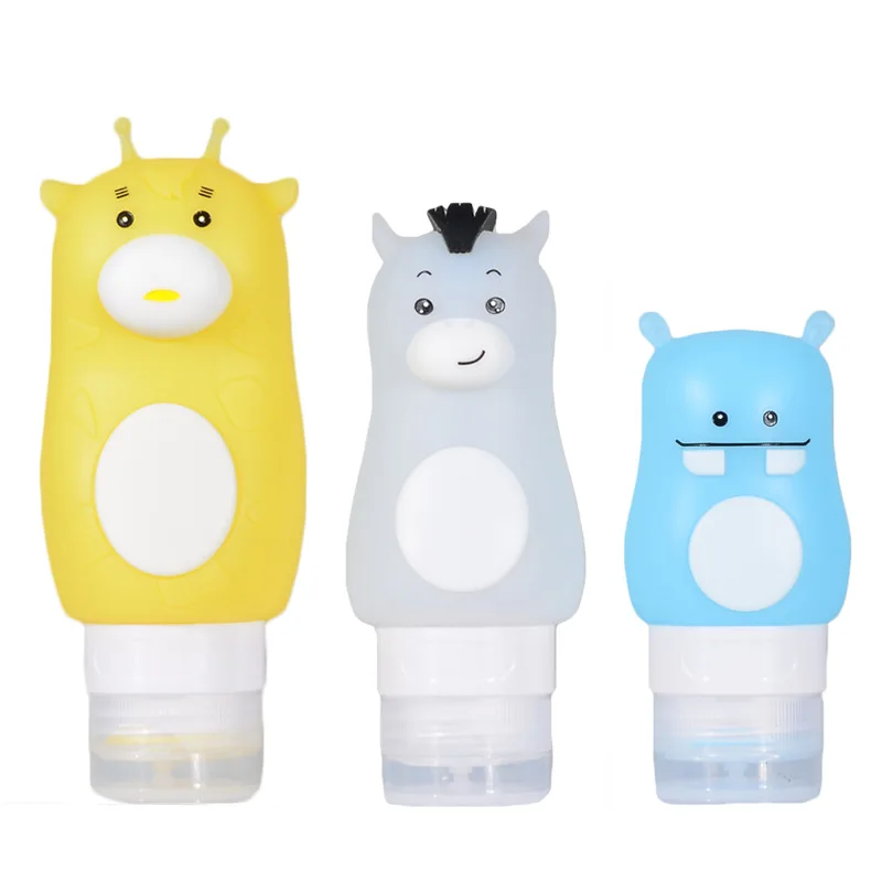 

1PC Makeup 50/70/90ML Travel Cute Food-grade Silicone Shampoo Bottles Shower Gel Lotion Sub-bottling Tube Squeeze Empty Bottle