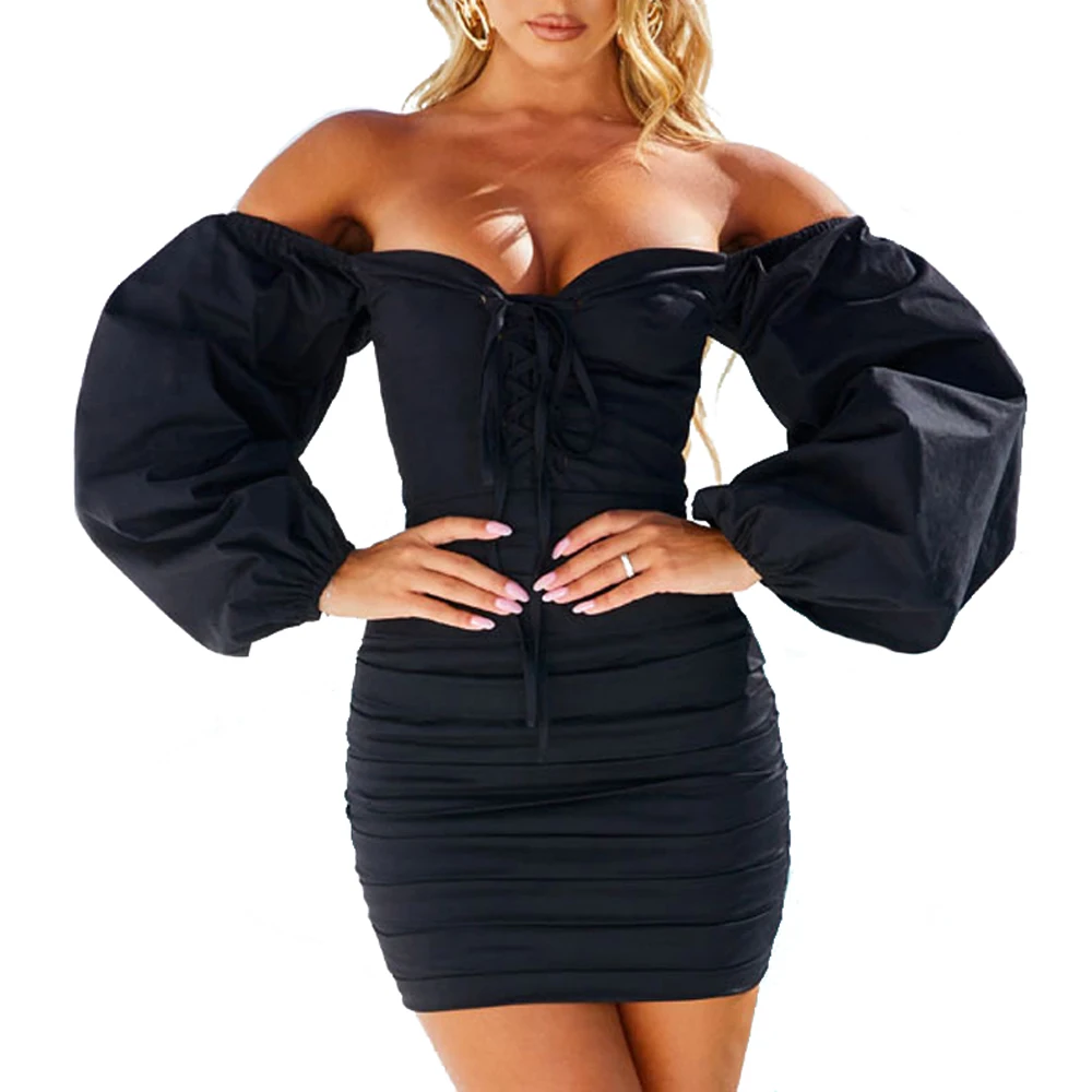 Сексуальное платье без бретелек с открытыми плечами женские облегающие Клубные